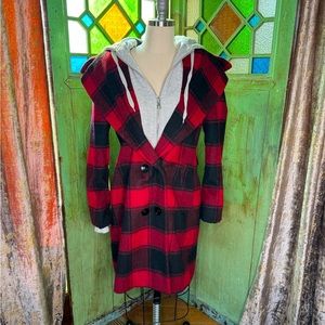 Hoodie Red Trench Coat